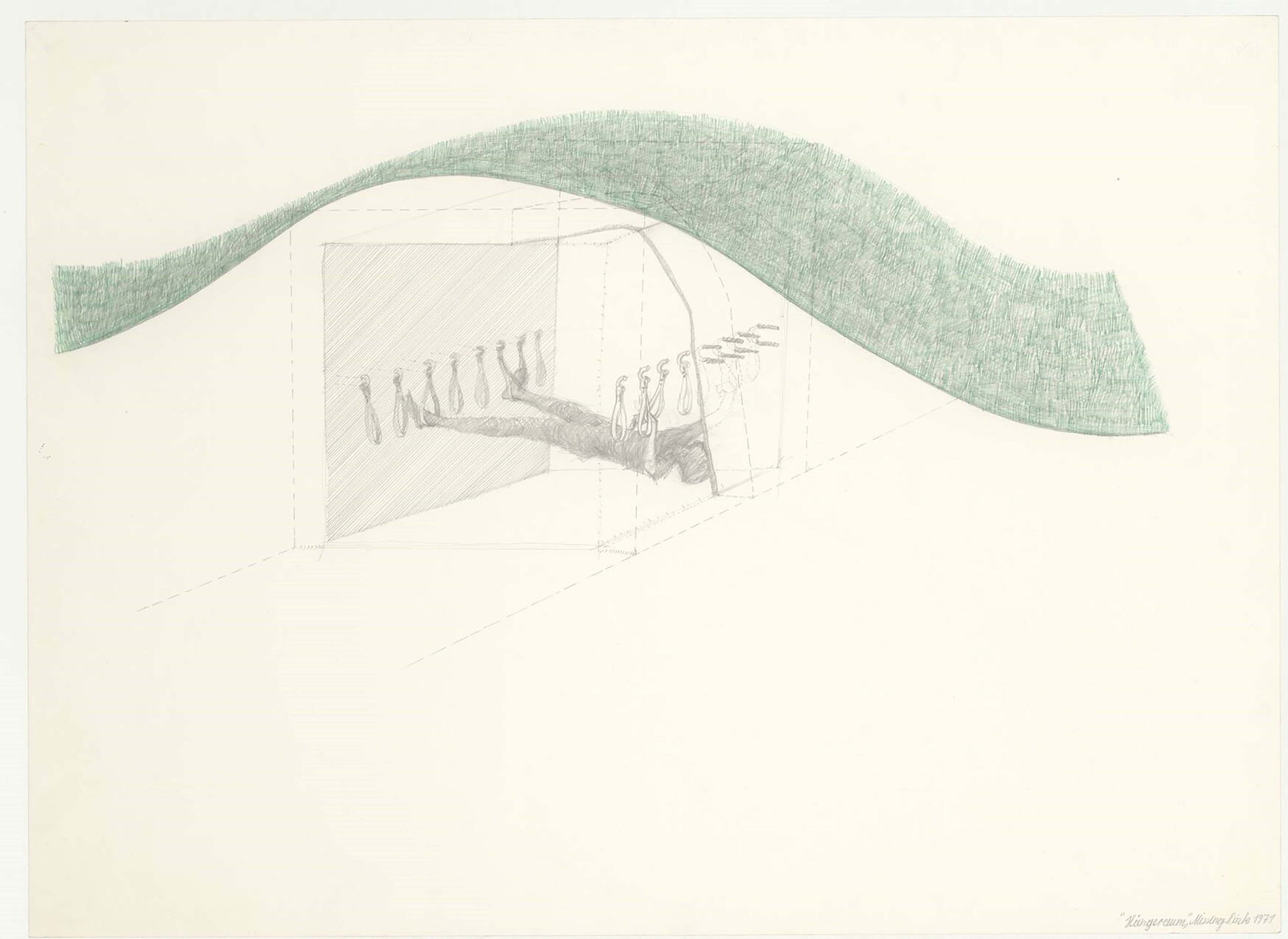 <BODY><div>Missing Link, Hängeraum, Zeichnung, 1971</div><div>© MAK</div></BODY>