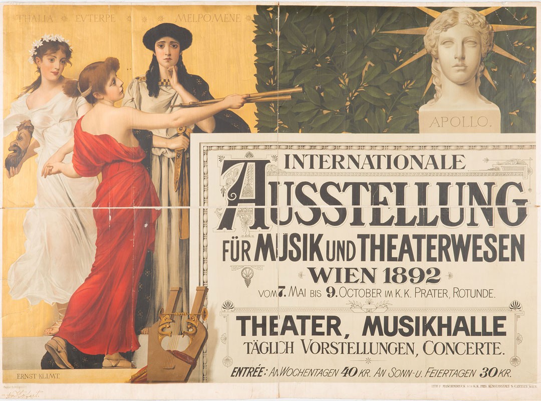 <BODY><div>Ernst and Gustav Klimt, Poster for the International Exhibition for Music and Theater, Vienna, 1893</div><div>Lithography</div><div>MAK, PI 1726</div><div>© MAK/Nathan Murrell</div></BODY>