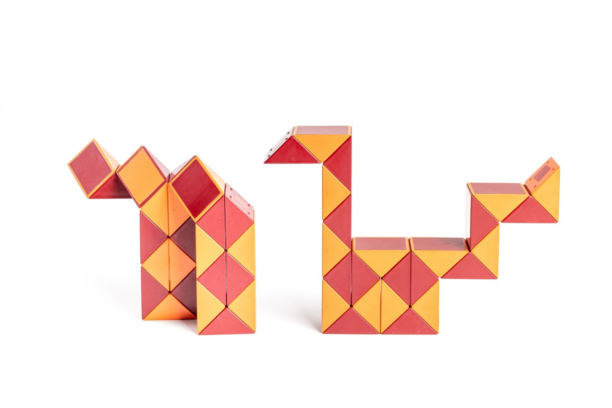 Wooden blocks in bright red and yellow