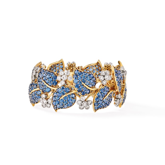 Armband in mit Blättern aus Diamanten