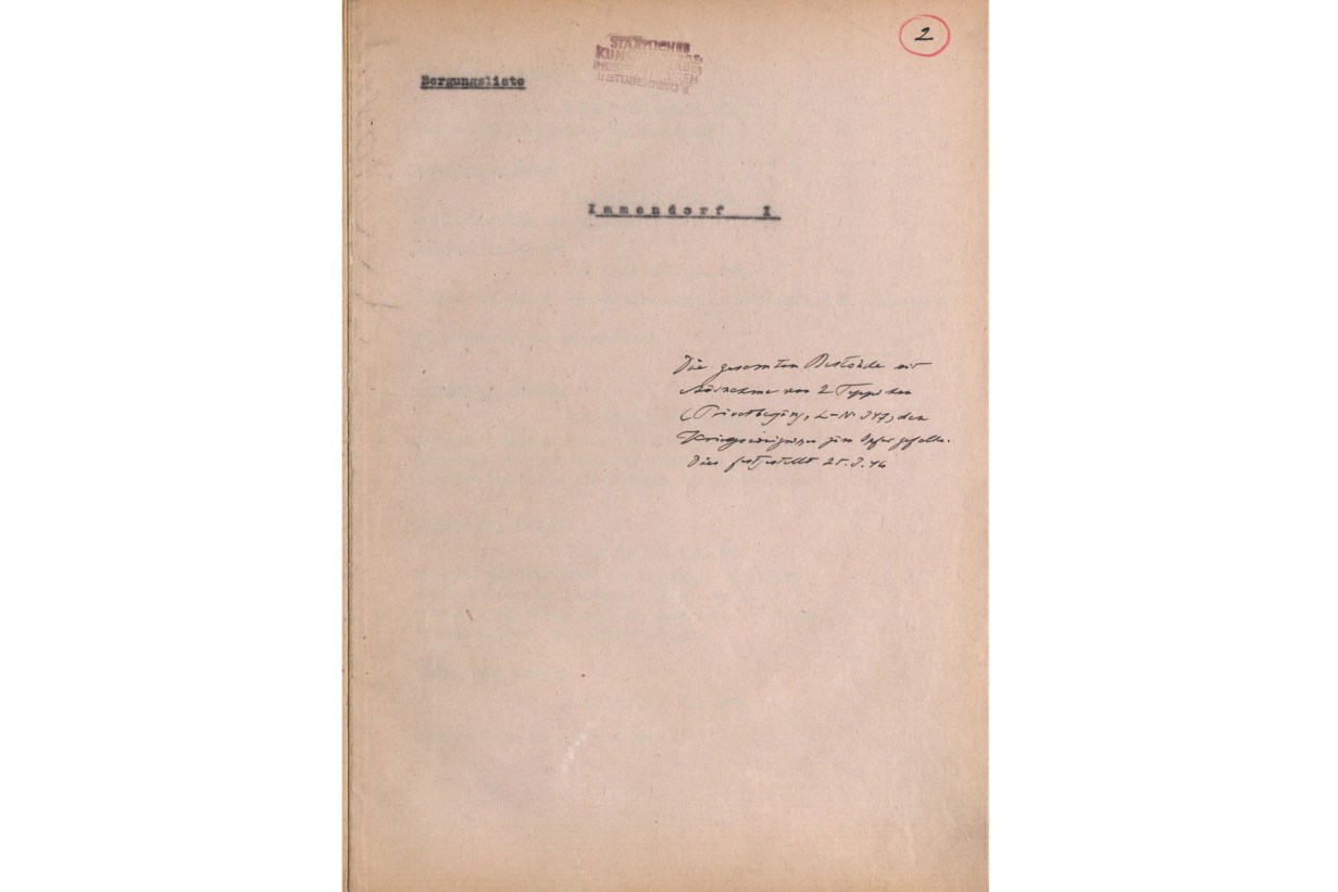 Recovery List 2 of the State Arts and Crafts Museum in Vienna 