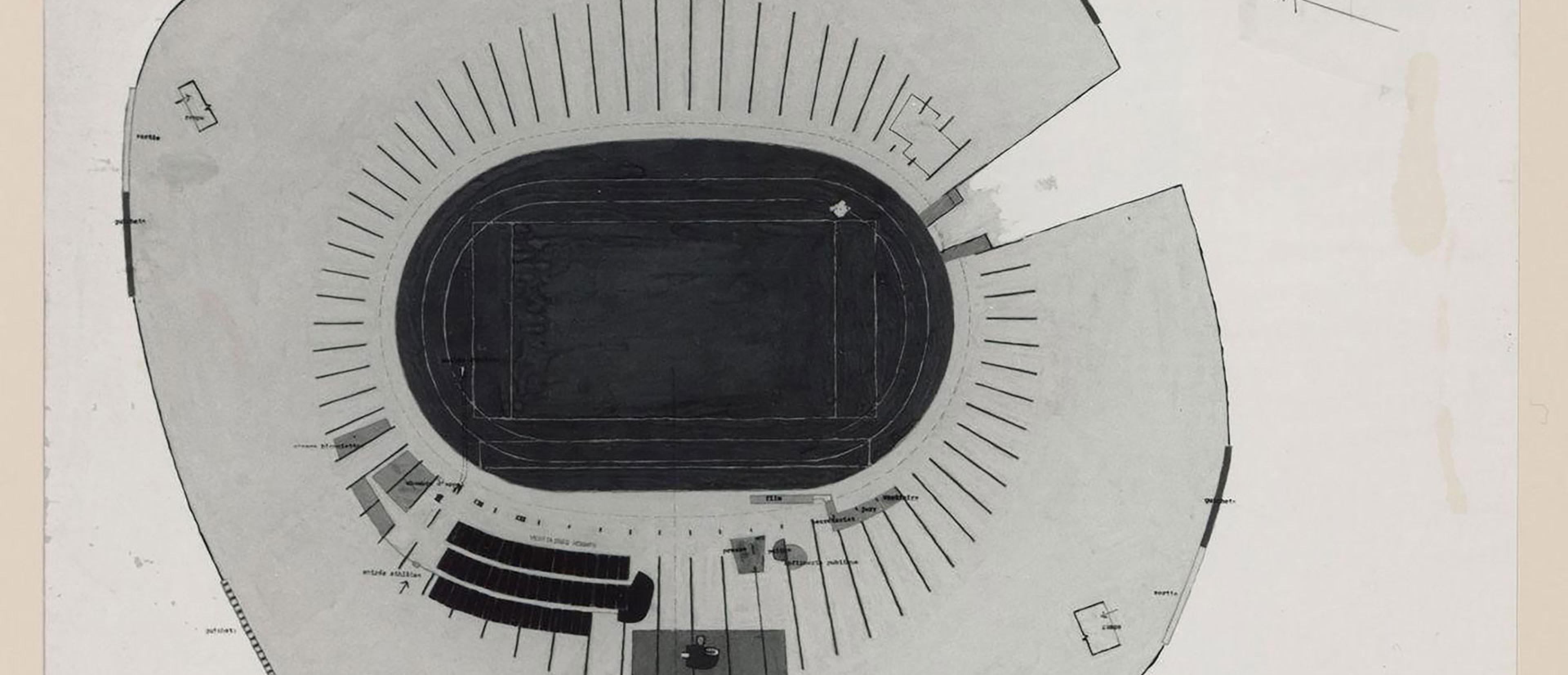 PRINT READY DRAWINGS, Guillaume Jullian de la Fuente und Le Corbusier, Stade, Bagdad, 1953−1965
