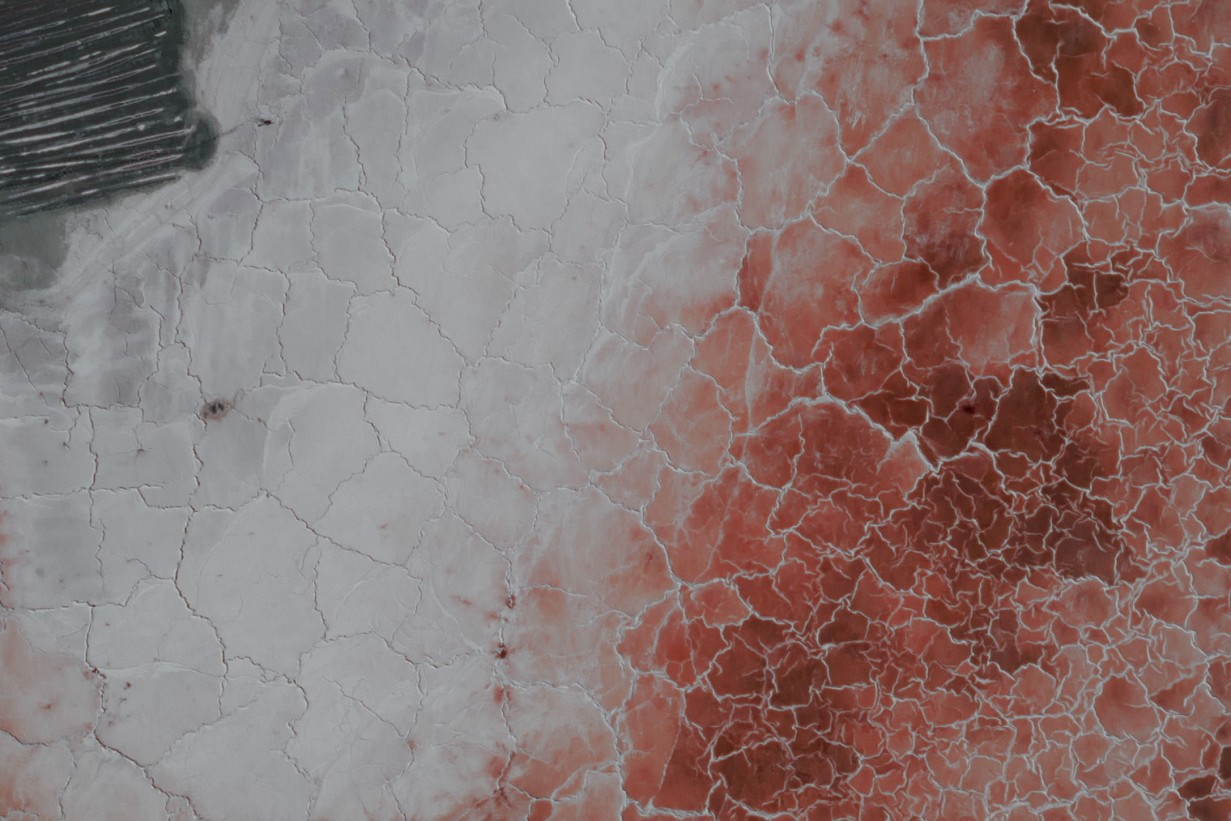 A bird's eye view of Owens Lake, California, USA.
