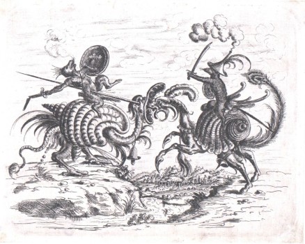 Zwei sich bekämpfende groteske Figuren, Blatt aus dem „Neuw Grotteßken Buch“.Christoph Jamnitzer, Nürnberg, 1610RadierungHöhe: 15.5 cm, Breite: 19.8 cmKI 1-362-15&#160;