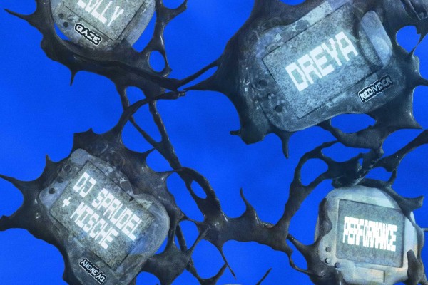 Visuals on a blue background