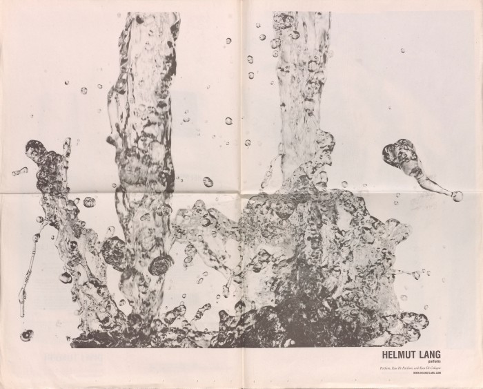 Helmut Lang Parfums Beihefter, Motiv: perlendes Wasser