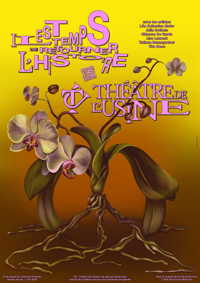 Poster mit gemalter Blume und Wurzeln
