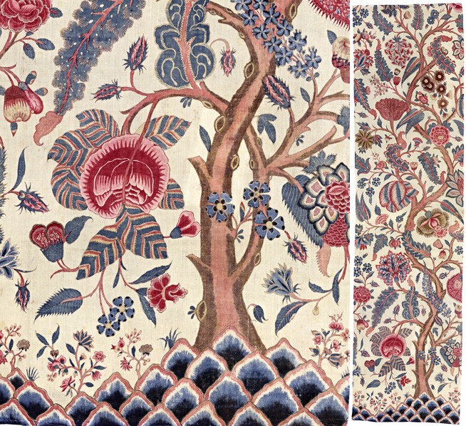 <BODY>PANEL OF CHINTZ FABRIC with tree-of-life motif </BODY>