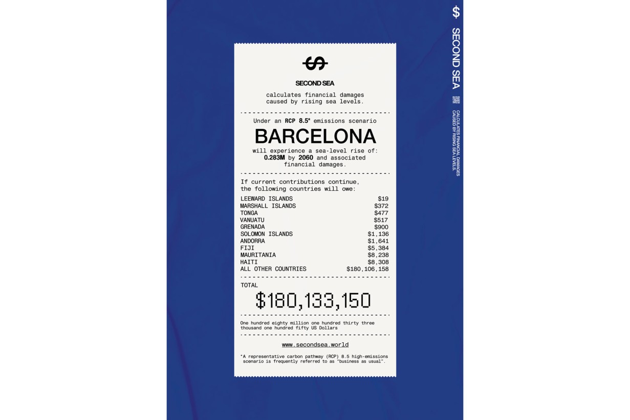 Ein Kassenzettel mit dem Schriftzug Barcelona