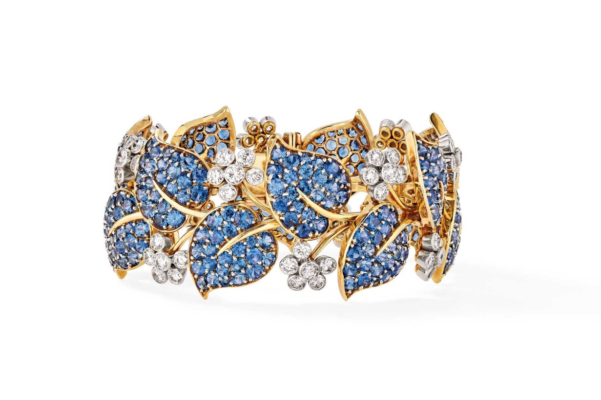 Armband in mit Blättern aus Diamanten