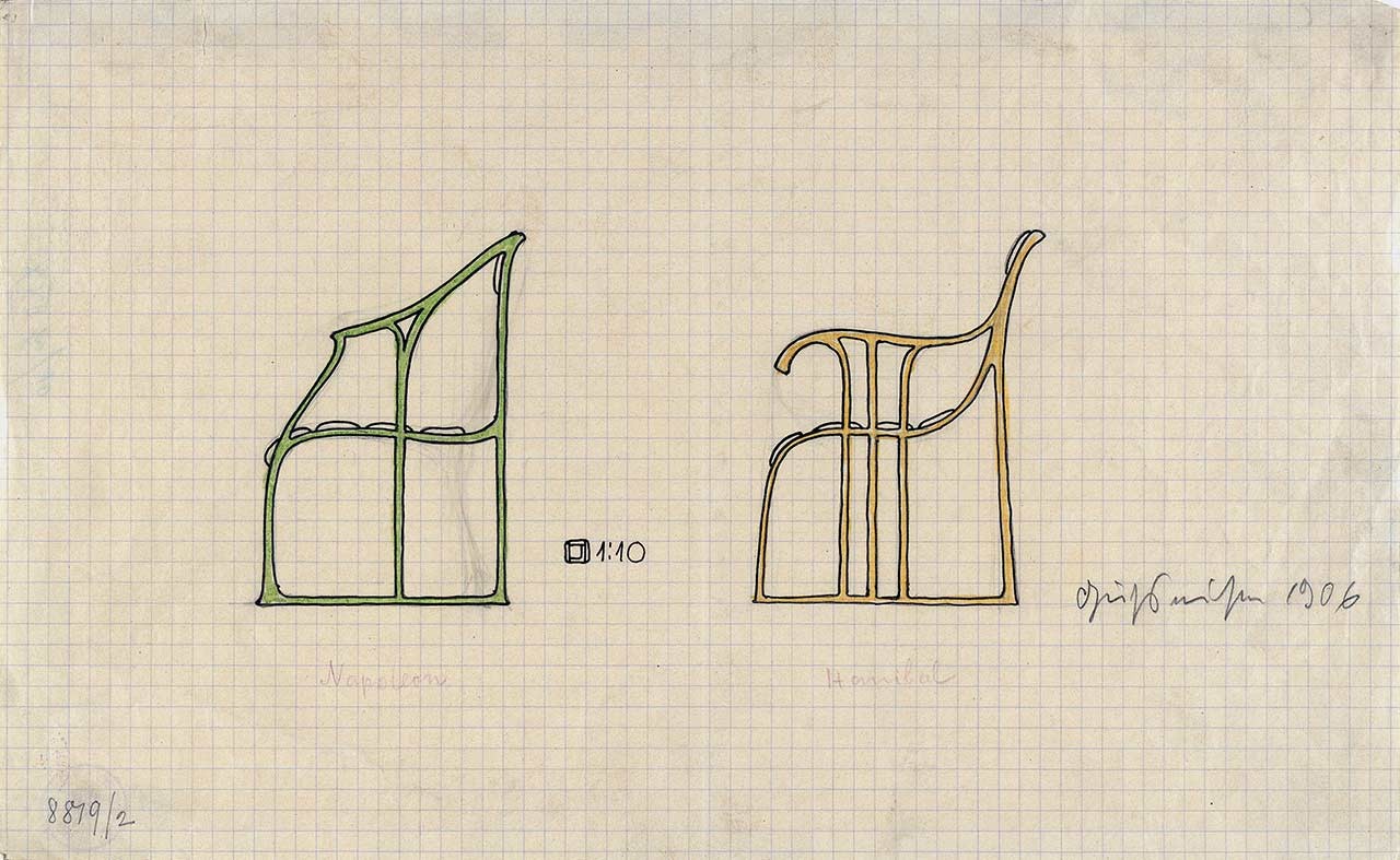 <BODY>Josef Hoffmann, Entwürfe für drei Stühle</BODY>