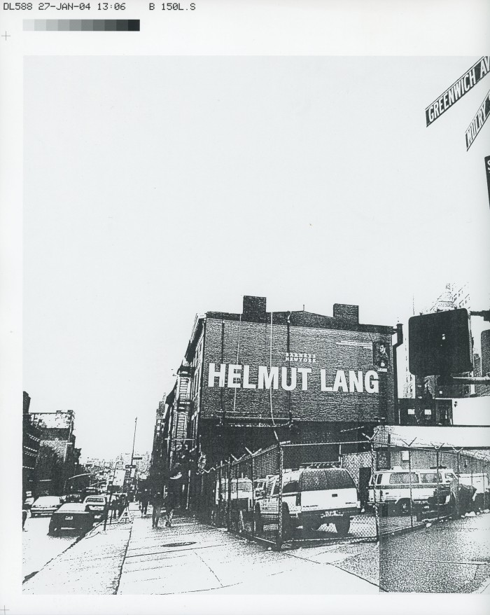 Probedruck der Helmut Lang Barneys New York Fassadenwerbung
