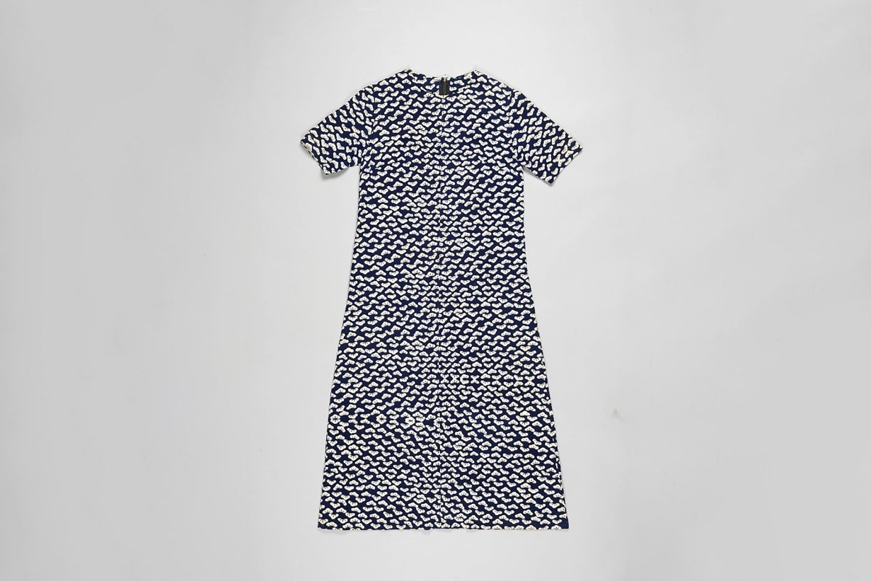 A dress with blue and white pattern 