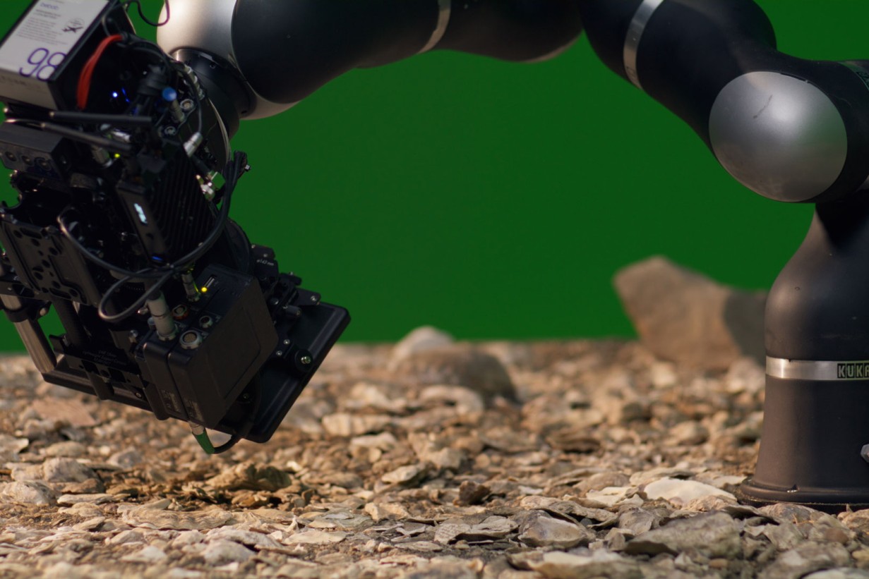 Camera arm moves over brittle ground