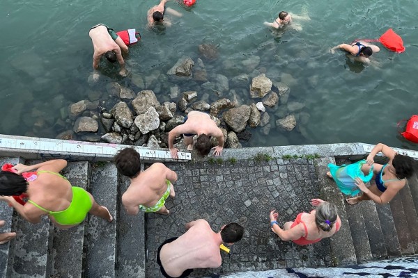 Donaukanal (Danube Canal) with swimmers