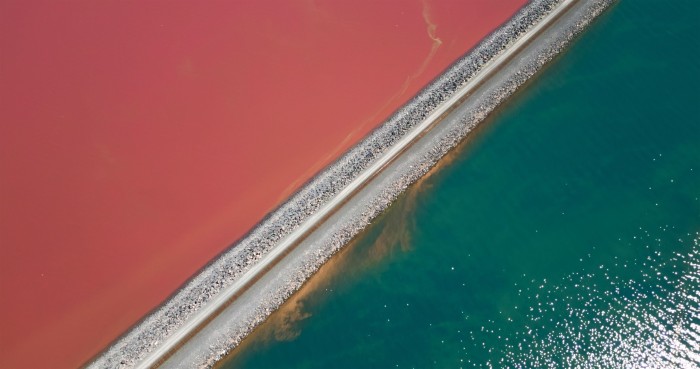 Great Salt Lake, Utah, USA aus der Vogelperspektive.