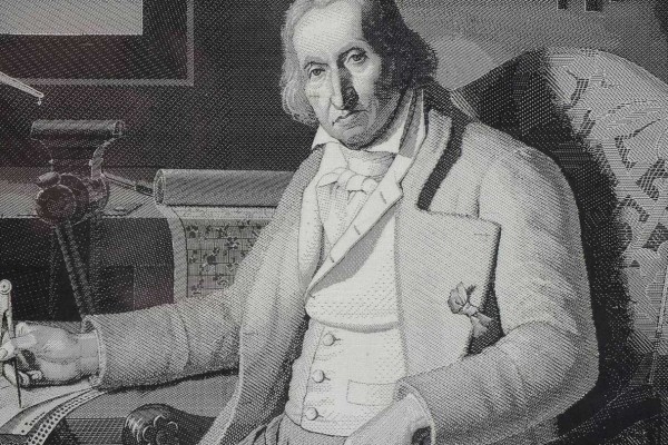 Detail eines in Seide gewebten Porträts Joseph-Marie Jacquards
