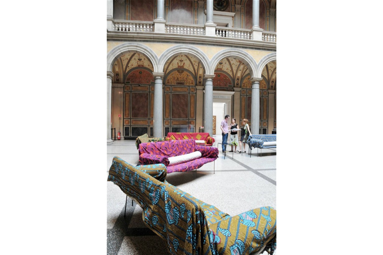 Colorful divans in the MAK Column Hall