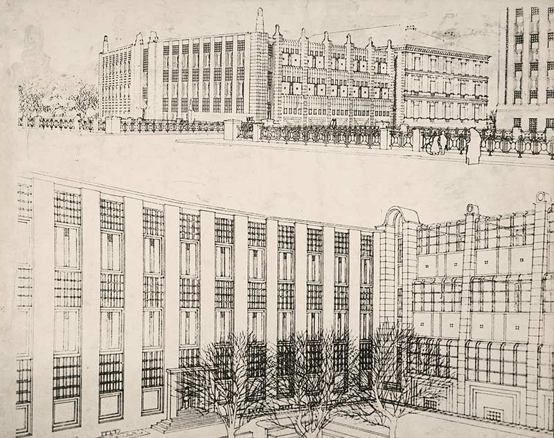 <BODY>Josef Hoffmann, design for the extension of the Arts and Crafts School, Vienna, 1906. <br /></BODY>