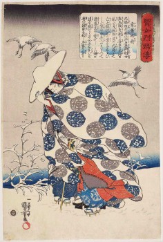 Utagawa Kuniyoshi, „Die Edeldame Tokiwa“ aus der Serie Lebensgeschichten von weisen und tugendhaften Frauen, um 1842© MAK/Georg Mayer