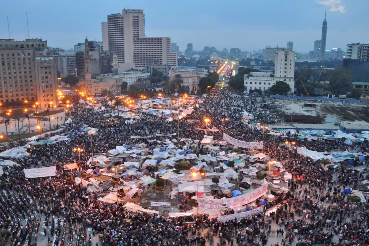 From 2011 to 2013 the traffic circle in the centre of Cairo that is otherwise full of cars was repeatedly transformed into a site of mass protests.