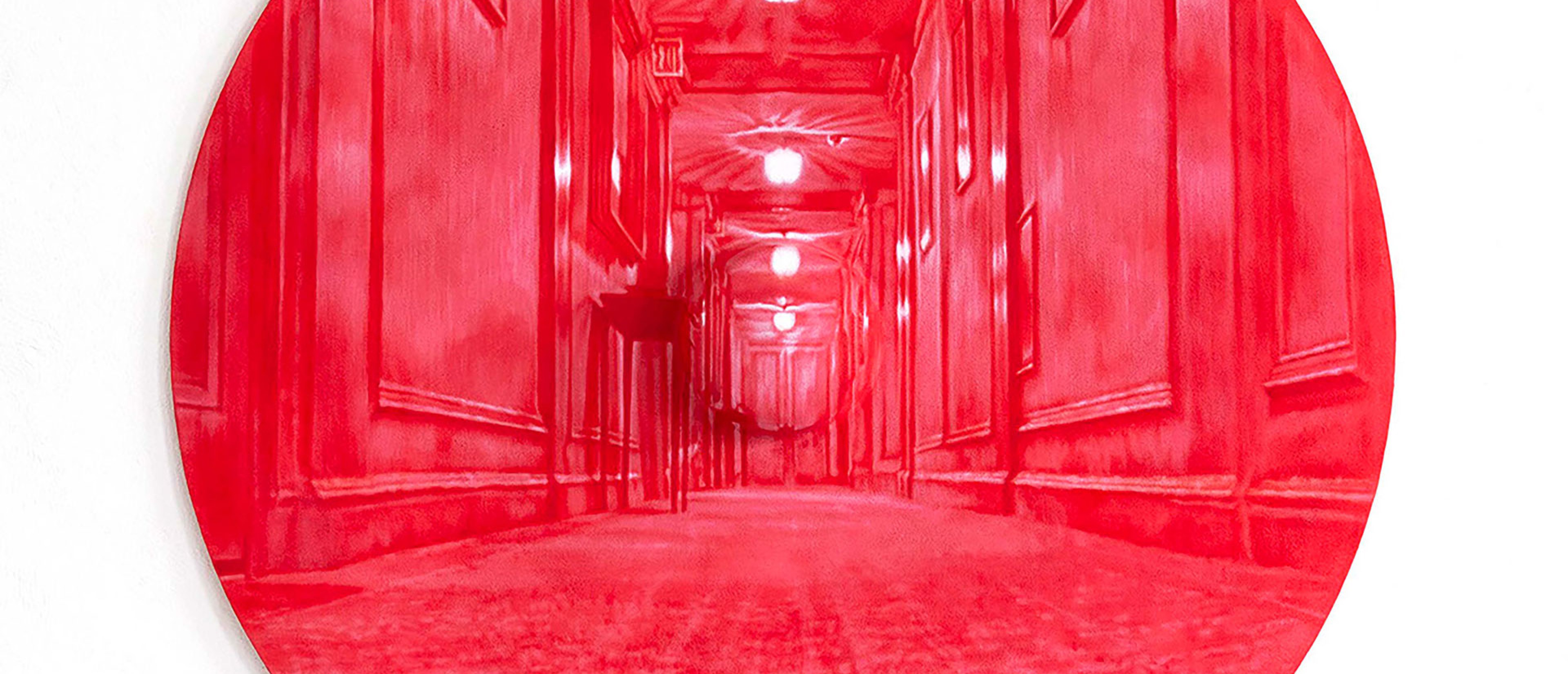 a round red circle with graphic