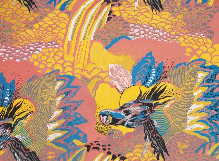 Gouache auf Papier: Bunter Drache