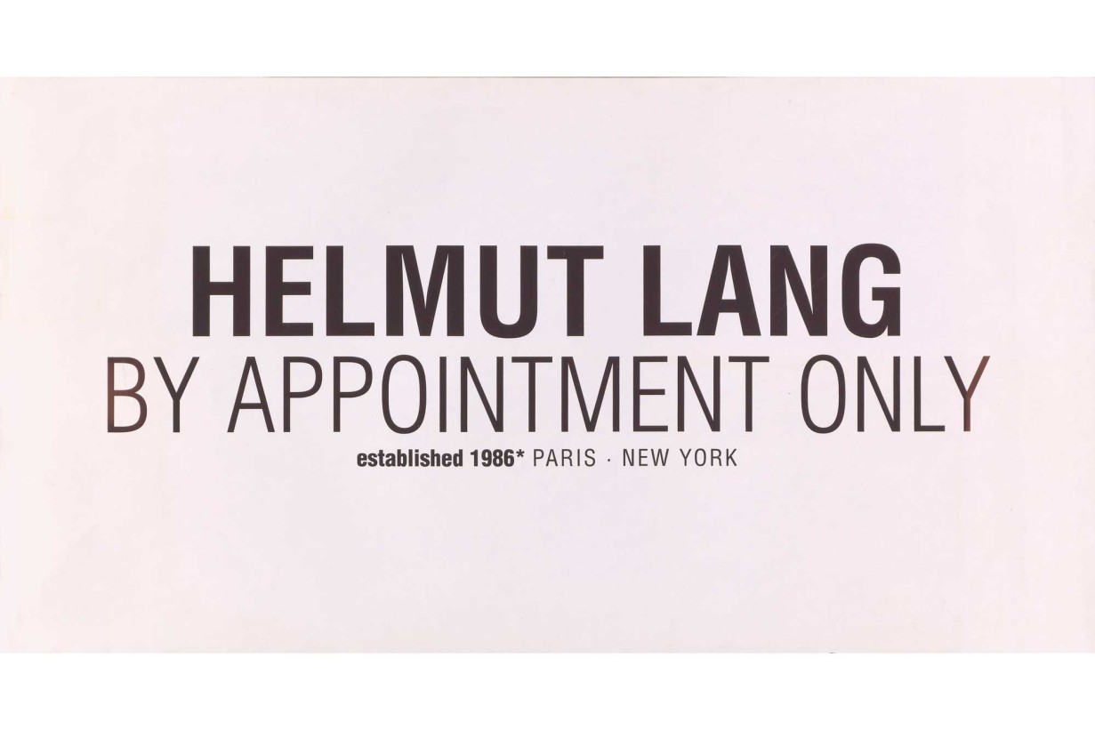 test print for “Helmut Lang By Appointment Only Established 1986* Paris, New York” graphic