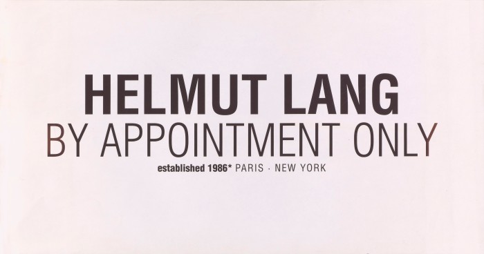 Probedruck der Grafik „Helmut Lang By Appointment Only Established 1986* Paris, New York“