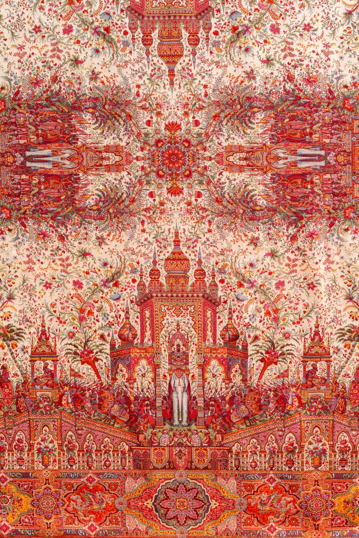 Detail des „Kaschmirshawl“ mit Darstellung des Nouruz-Fests
