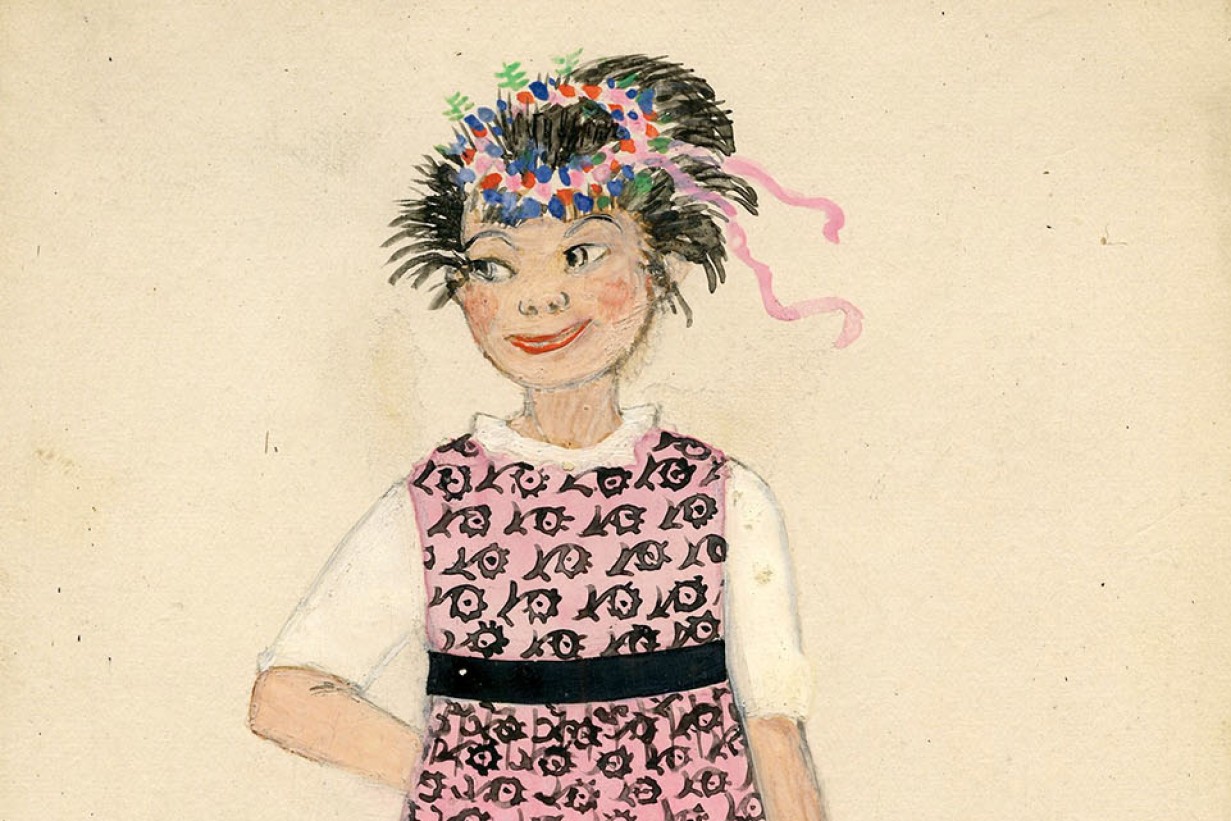 Mela Koehlers Mädchen mit Blumenstrauß – eine Künstlerpostkarte der Wiener Werkstätte