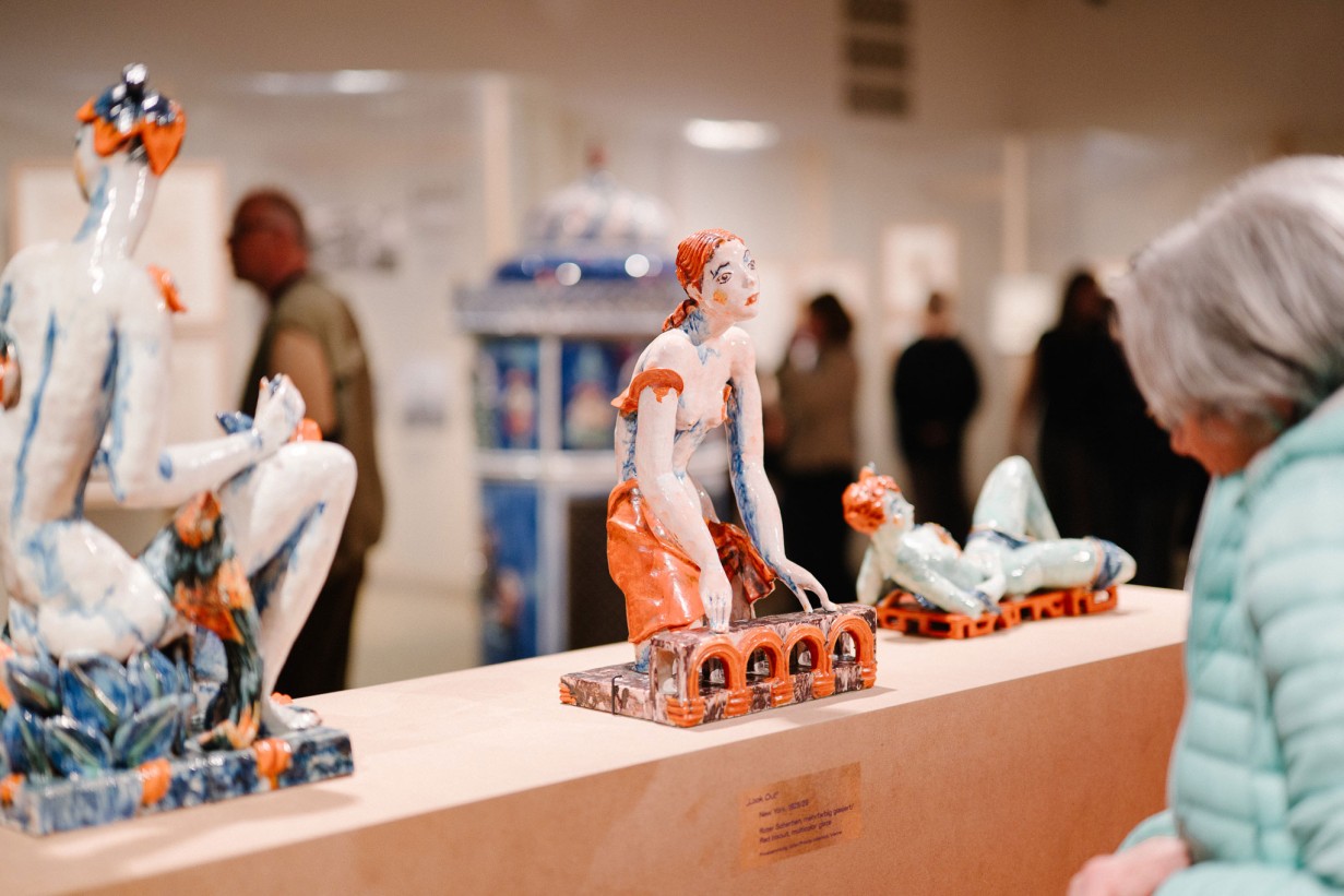 Visitors in the exhibition VALLY WIESELTHIER: Ceramic Sculptor