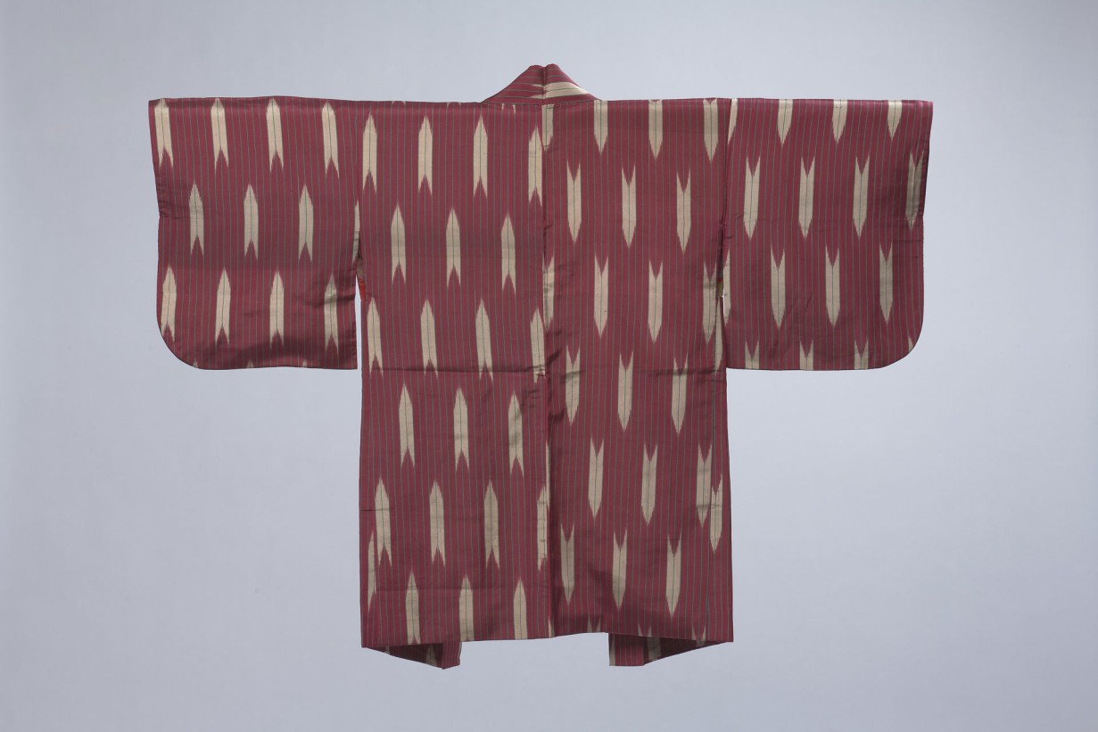 Meisen-Haori, gestreift, mit Pfeilfeder-Muster (Yabane)