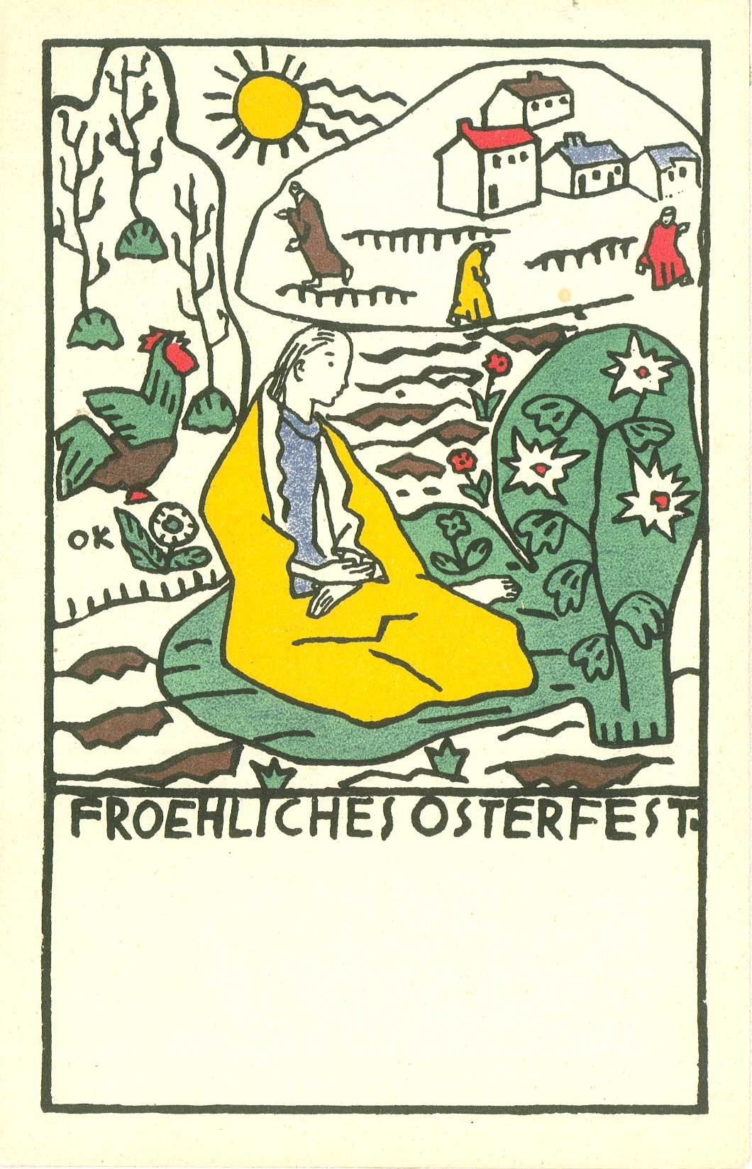 <BODY>Oskar Kokoschka, POSTKARTE Nr. 157 „Froehliches Osterfest“</BODY>