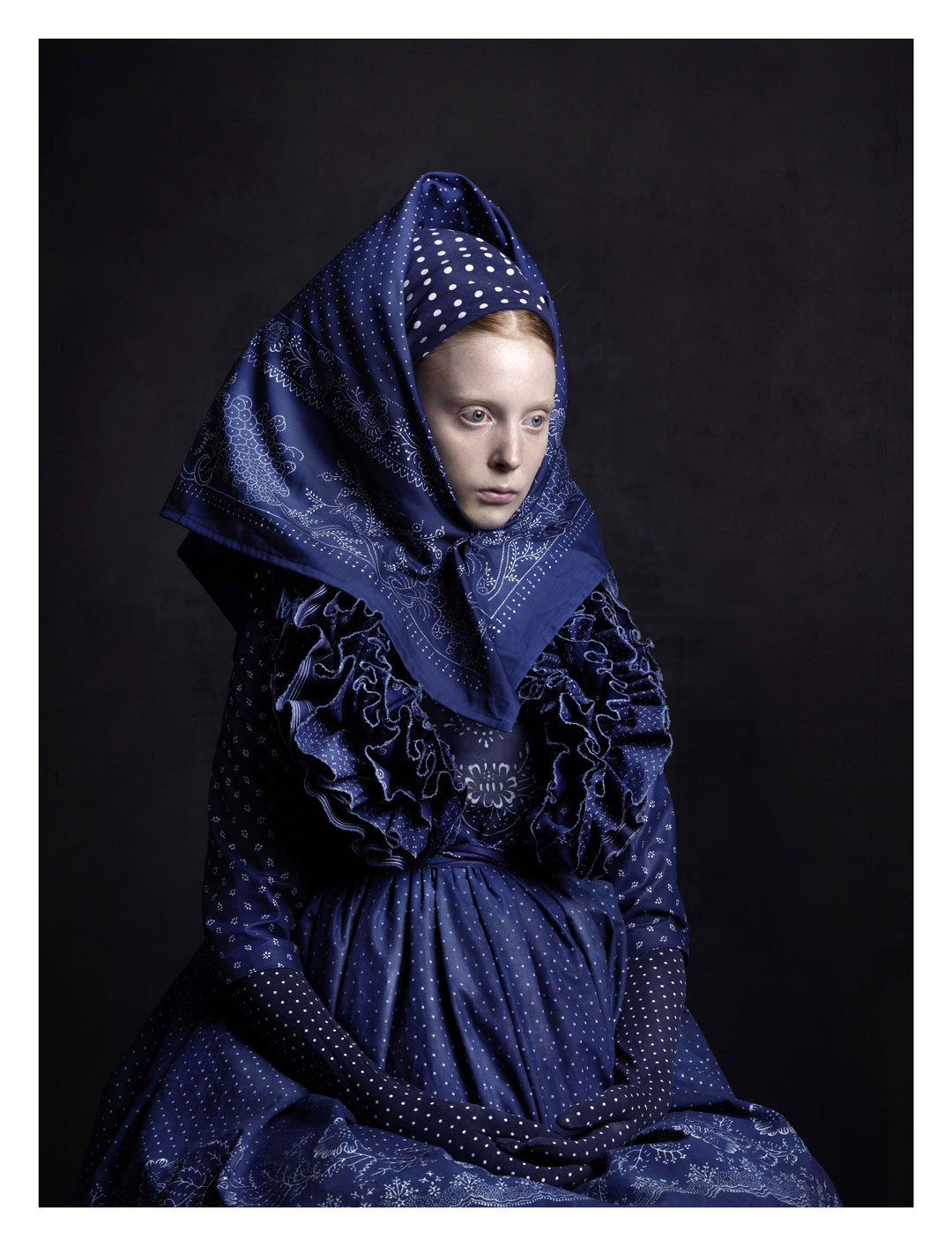 <BODY>Susanne Bisovsky, ensemble in indigo printing from the exhibition Veiled, Unveiled! in the Weltmuseum Wien, 2018 © Bernd Preiml </BODY>