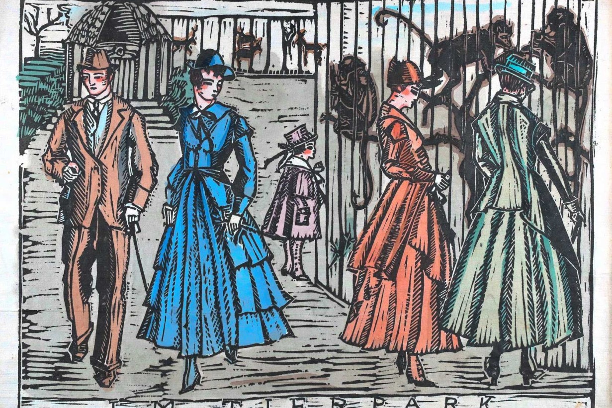 Illustration mit festlich gekleideten Personen