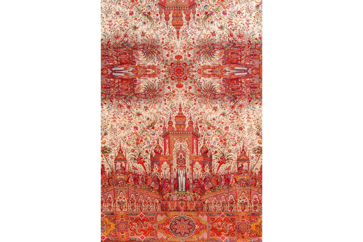 Detail des „Kaschmirshawl“ mit Darstellung des Nouruz-Fests
