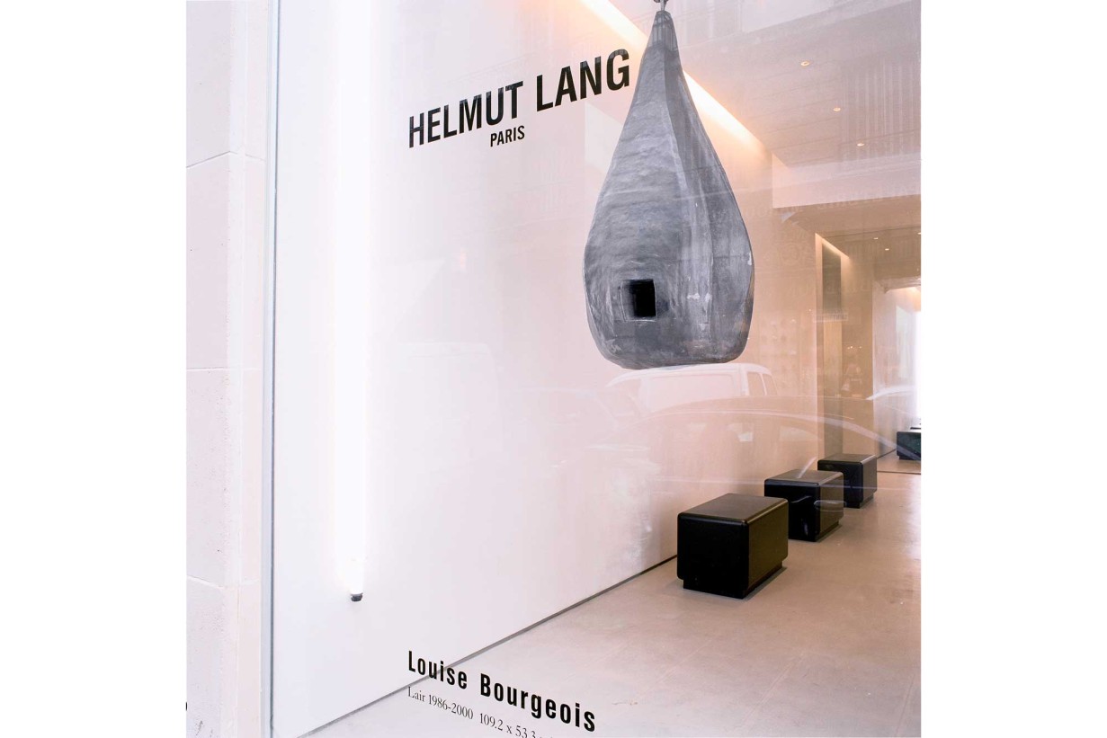 Helmut Lang Paris flagship store window with Lair (1986–2000) by Louise Bourgeois