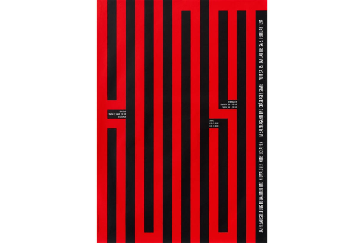 Der Schriftzug "Kunst" in rot auf schwarzem Hintergrund plakatfüllend