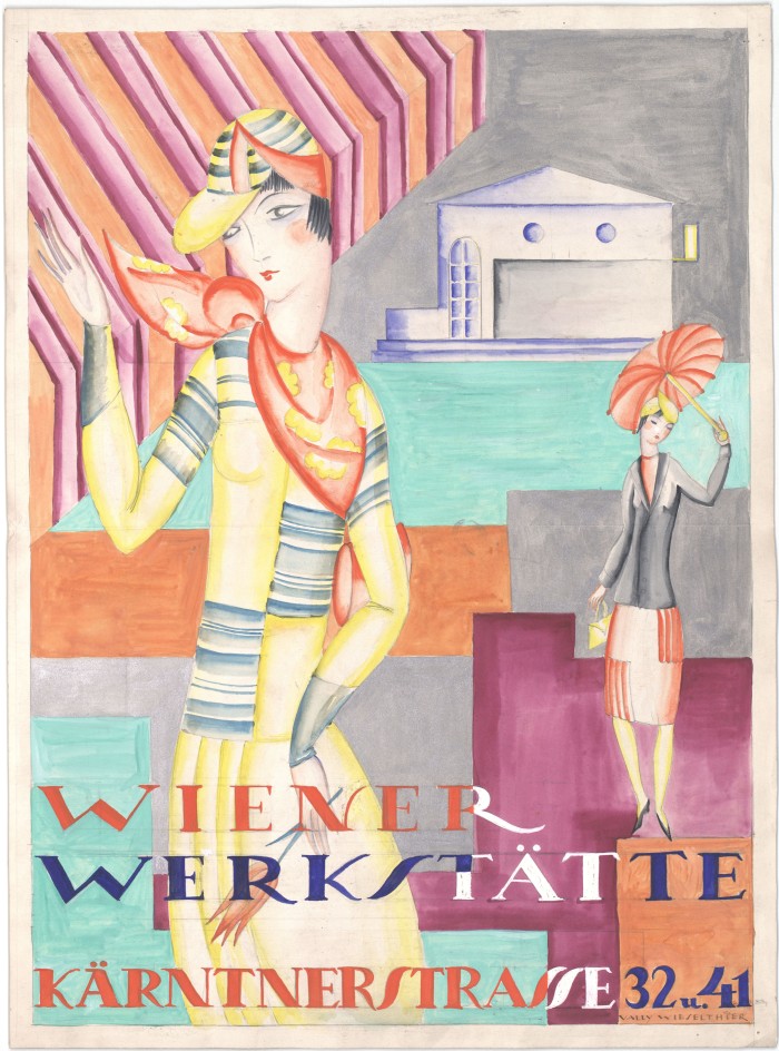 Farbenfroher Entwurf für ein Wiener-Werkstätte-Plakat