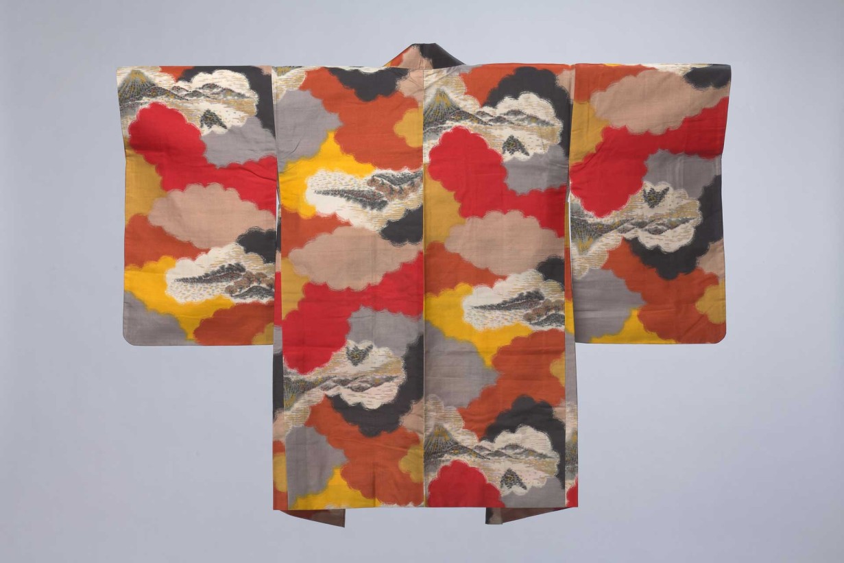 Meisen-Haori mit Fuji-Motiv und Wolken-Muster