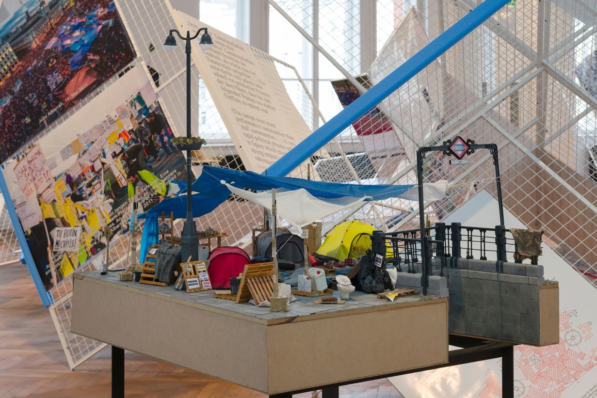 Miniaturmodell eines Protestcamps