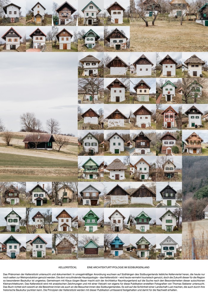 Plakat mit vielen einzelnen Fotos von Kellerstöckeln