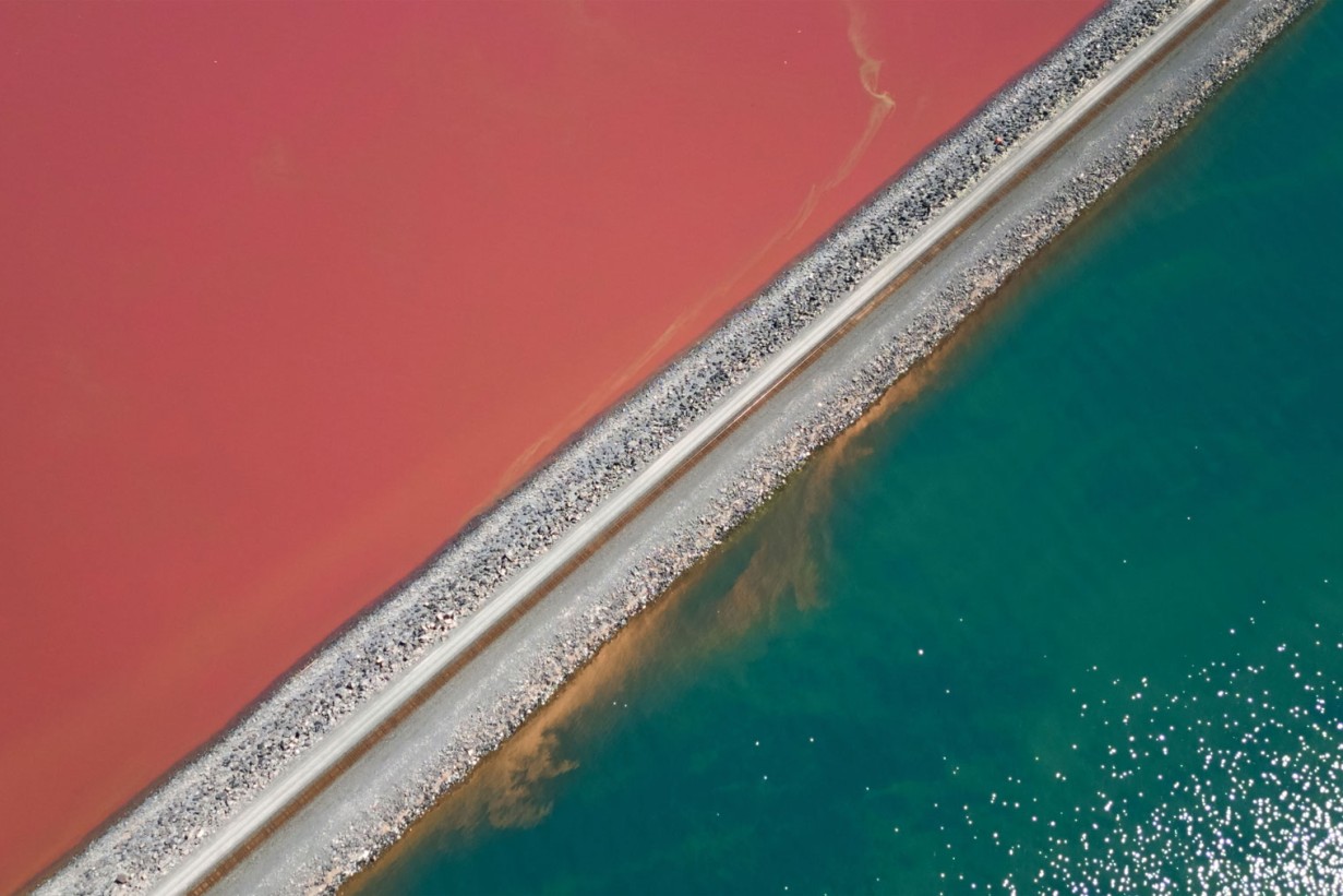 Great Salt Lake, Utah, USA aus der Vogelperspektive.